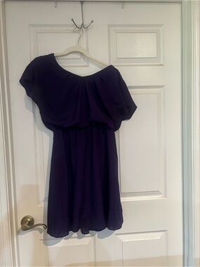 One-Shoulder Purple Chiffon Dress